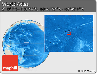 Shaded Relief Location Map of the Area around 1° 55' 32" S, 168° 13' 29" W