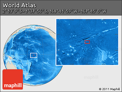 Shaded Relief Location Map of the Area around 1° 55' 32" S, 168° 13' 29" W