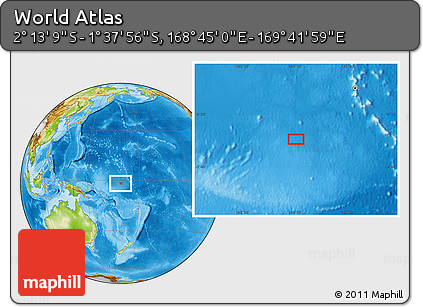 Physical Location Map of the Area around 1° 55' 32" S, 169° 13' 29" E