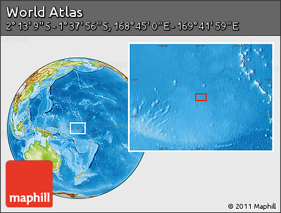 Physical Location Map of the Area around 1° 55' 32" S, 169° 13' 29" E