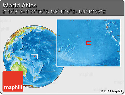 Physical Location Map of the Area around 1° 55' 32" S, 169° 13' 29" E