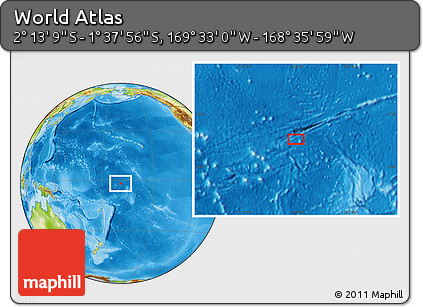 Physical Location Map of the Area around 1° 55' 32" S, 169° 4' 29" W
