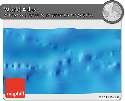 Physical 3D Map of the Area around 1° 55' 32" S, 16° 55' 29" W