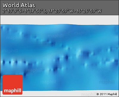 Physical 3D Map of the Area around 1° 55' 32" S, 16° 55' 29" W