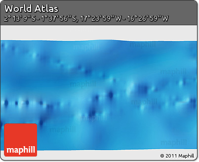 Physical 3D Map of the Area around 1° 55' 32" S, 16° 55' 29" W