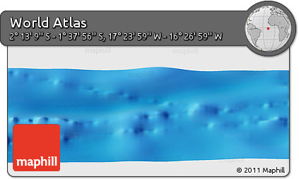 Physical Panoramic Map of the Area around 1° 55' 32" S, 16° 55' 29" W