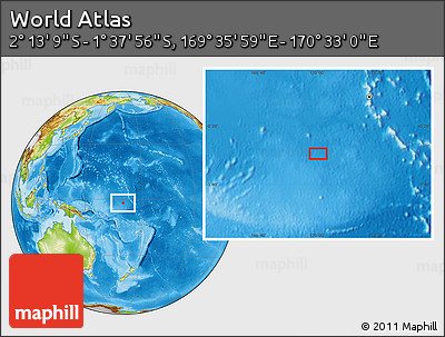 Physical Location Map of the Area around 1° 55' 32" S, 170° 4' 29" E