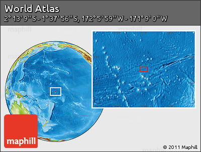 Physical Location Map of the Area around 1° 55' 32" S, 171° 37' 30" W