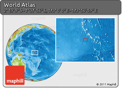 Physical Location Map of the Area around 1° 55' 32" S, 173° 28' 29" E