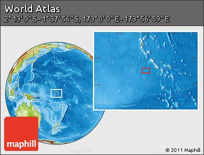 Physical Location Map of the Area around 1° 55' 32" S, 173° 28' 29" E