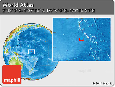 Physical Location Map of the Area around 1° 55' 32" S, 173° 28' 29" E