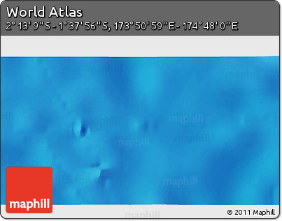 Shaded Relief 3D Map of the Area around 1° 55' 32" S, 174° 19' 29" E