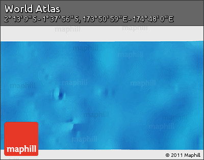 Shaded Relief 3D Map of the Area around 1° 55' 32" S, 174° 19' 29" E