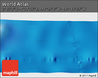 Shaded Relief 3D Map of the Area around 1° 55' 32" S, 174° 10' 30" W