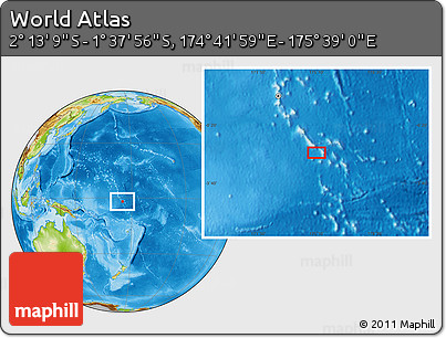 Physical Location Map of the Area around 1° 55' 32" S, 175° 10' 30" E