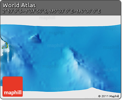 Physical 3D Map of the Area around 1° 55' 32" S, 176° 1' 30" E