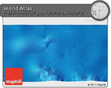 Shaded Relief 3D Map of the Area around 1° 55' 32" S, 177° 43' 29" E