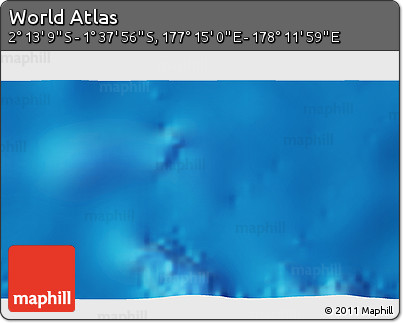 Shaded Relief 3D Map of the Area around 1° 55' 32" S, 177° 43' 29" E