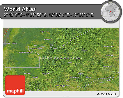 Satellite 3D Map of the Area around 1° 55' 32" S, 17° 4' 30" E