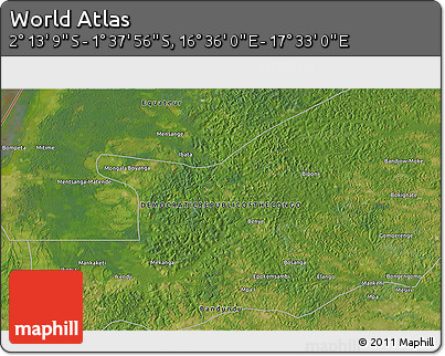 Satellite 3D Map of the Area around 1° 55' 32" S, 17° 4' 30" E