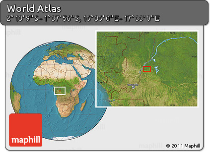 Satellite Location Map of the Area around 1° 55' 32" S, 17° 4' 30" E
