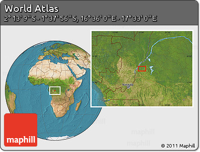 Satellite Location Map of the Area around 1° 55' 32" S, 17° 4' 30" E
