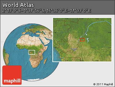 Satellite Location Map of the Area around 1° 55' 32" S, 17° 4' 30" E