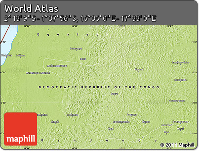 Physical Map of the Area around 1° 55' 32" S, 17° 4' 30" E