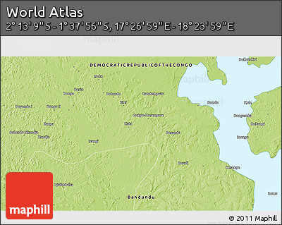 Physical 3D Map of the Area around 1° 55' 32" S, 17° 55' 29" E