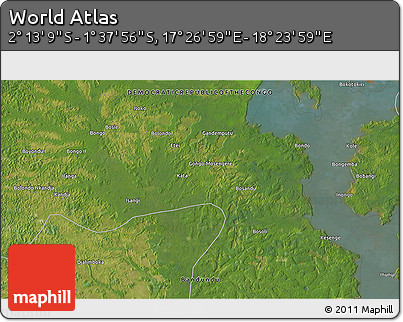 Satellite 3D Map of the Area around 1° 55' 32" S, 17° 55' 29" E
