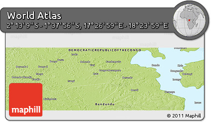 Physical Panoramic Map of the Area around 1° 55' 32" S, 17° 55' 29" E