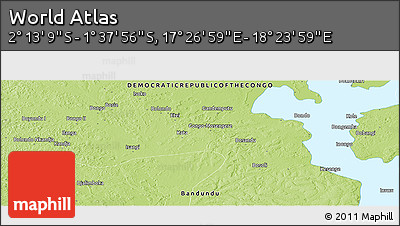 Physical Panoramic Map of the Area around 1° 55' 32" S, 17° 55' 29" E