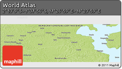 Physical Panoramic Map of the Area around 1° 55' 32" S, 17° 55' 29" E
