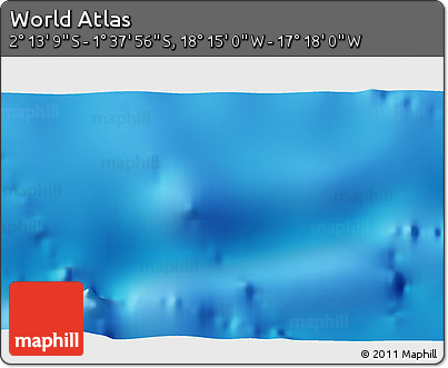 Physical 3D Map of the Area around 1° 55' 32" S, 17° 46' 29" W