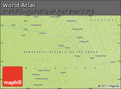 Physical Map of the Area around 1° 55' 32" S, 19° 37' 30" E