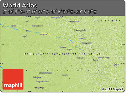 Physical Map of the Area around 1° 55' 32" S, 19° 37' 30" E