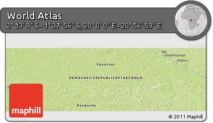 Physical Panoramic Map of the Area around 1° 55' 32" S, 20° 28' 30" E