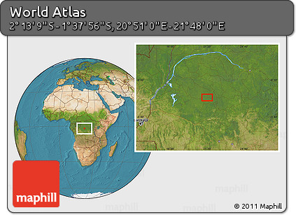 Satellite Location Map of the Area around 1° 55' 32" S, 21° 19' 30" E
