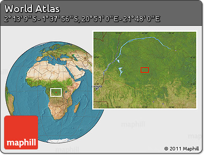 Satellite Location Map of the Area around 1° 55' 32" S, 21° 19' 30" E
