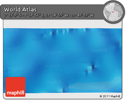 Physical 3D Map of the Area around 1° 55' 32" S, 21° 10' 29" W