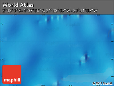 Physical Map of the Area around 1° 55' 32" S, 21° 10' 29" W