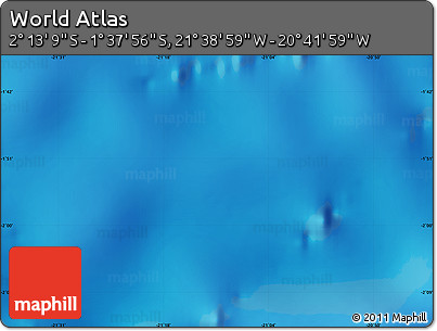 Physical Map of the Area around 1° 55' 32" S, 21° 10' 29" W