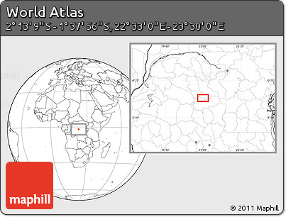 Blank Location Map of the Area around 1° 55' 32" S, 23° 1' 29" E