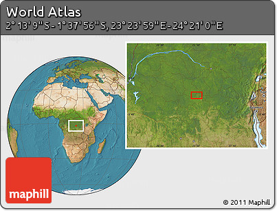 Satellite Location Map of the Area around 1° 55' 32" S, 23° 52' 30" E