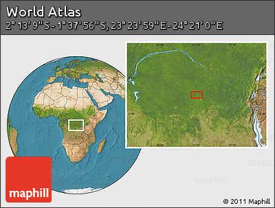 Satellite Location Map of the Area around 1° 55' 32" S, 23° 52' 30" E