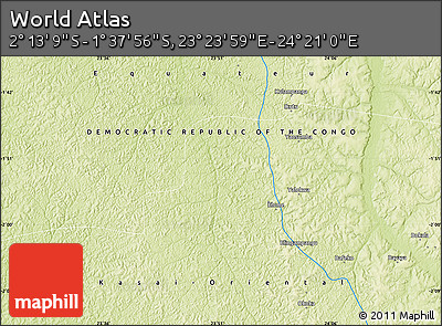 Physical Map of the Area around 1° 55' 32" S, 23° 52' 30" E