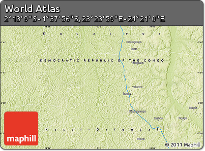Physical Map of the Area around 1° 55' 32" S, 23° 52' 30" E
