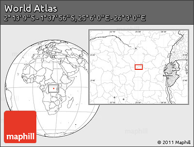 Blank Location Map of the Area around 1° 55' 32" S, 25° 34' 30" E