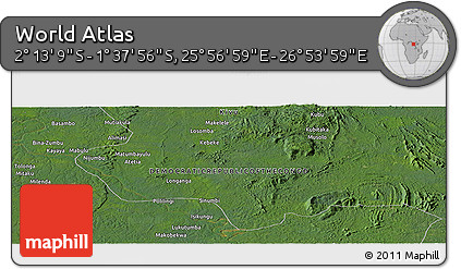 Satellite Panoramic Map of the Area around 1° 55' 32" S, 26° 25' 29" E