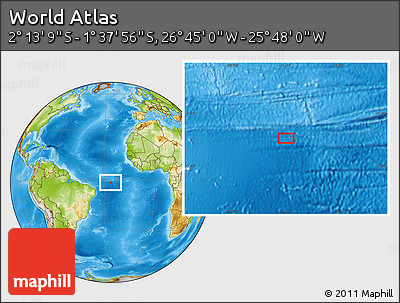 Physical Location Map of the Area around 1° 55' 32" S, 26° 16' 29" W